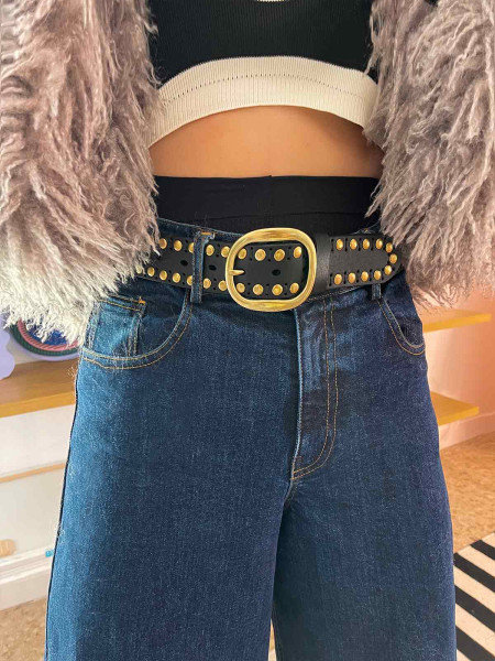 Ceinture en cuir à clous