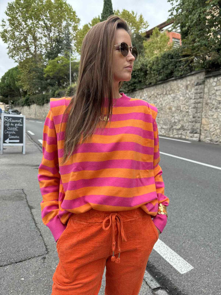 Pullover  orange et rose