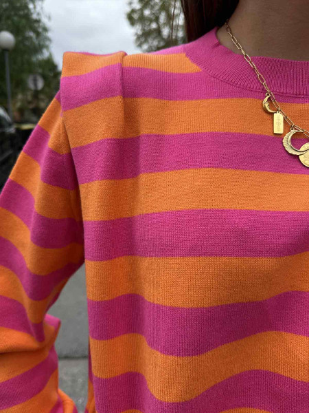 Pullover  orange et rose