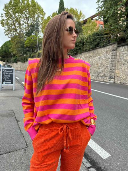 Pullover  orange et rose