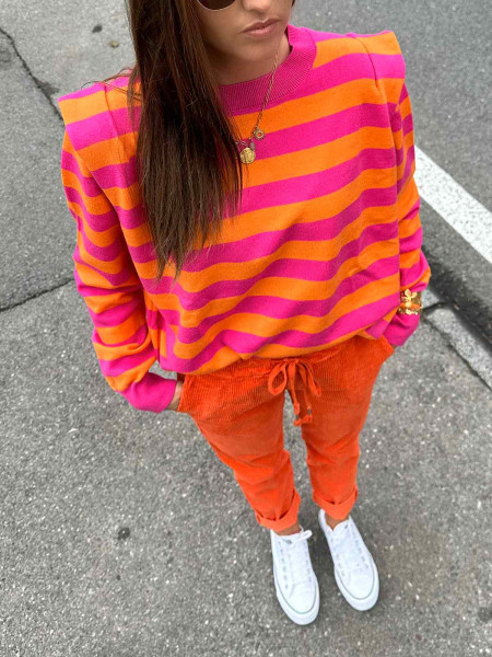 Pullover  orange et rose