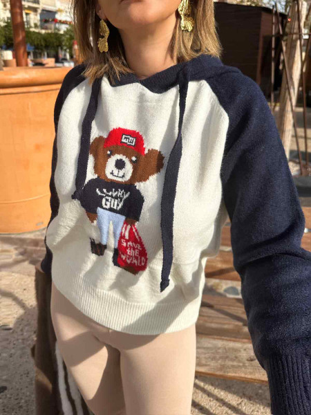 Pull-over capuche ours LIVE