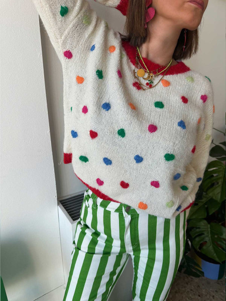 Pull-over Pois colorés