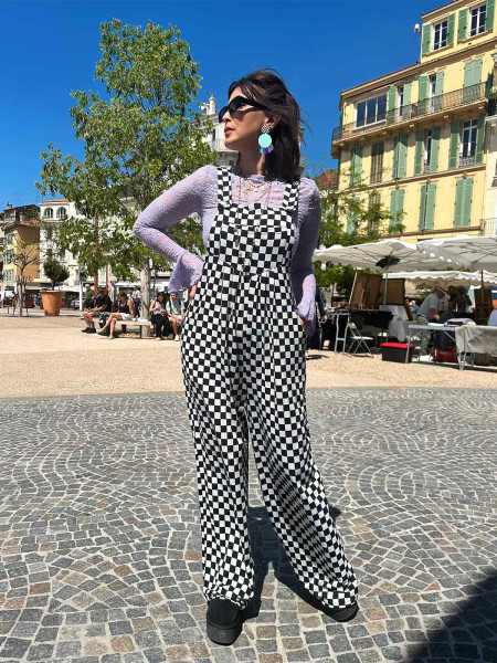 Salopette pantalon damier