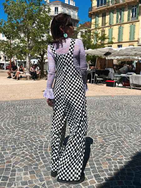 Salopette pantalon damier