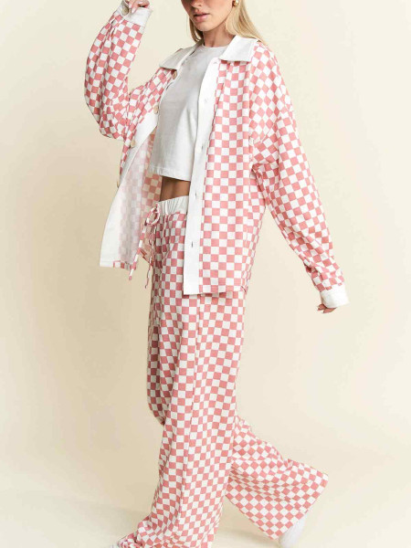 copy of Pantalon damier rose