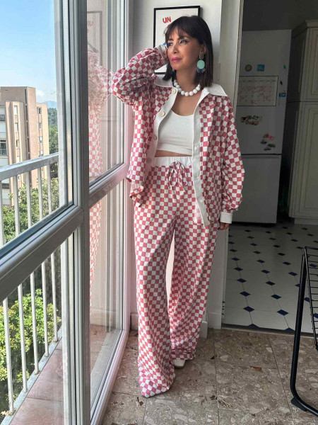 copy of Pantalon damier rose