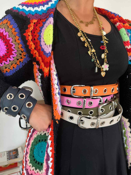Ceinture oeillets en cuir