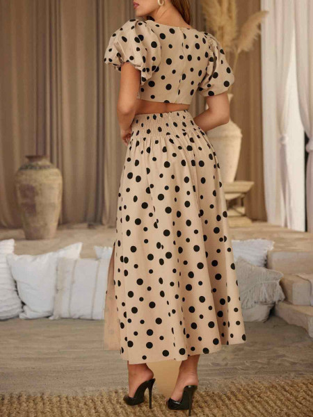 Jupe à pois beige