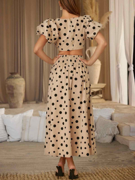 Jupe à pois beige