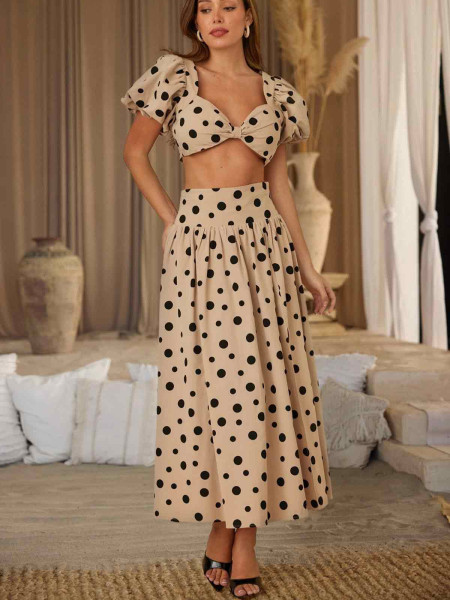 Jupe à pois beige