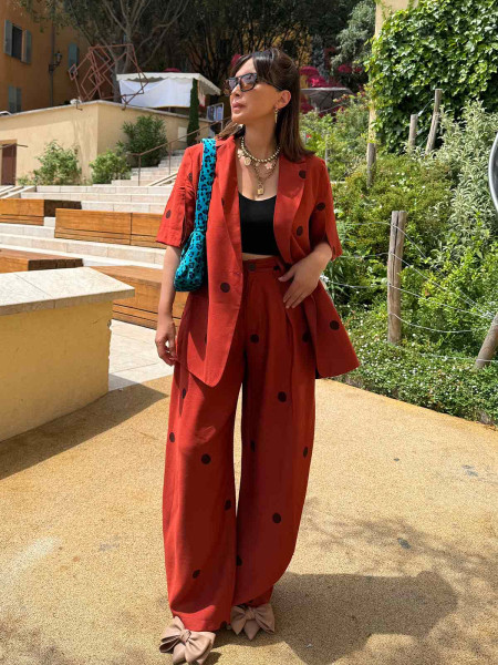 Chemise pois marron