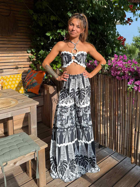 Pantalon noir et blanc long