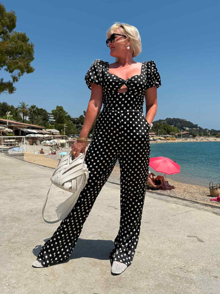 Combi noir pois blanc