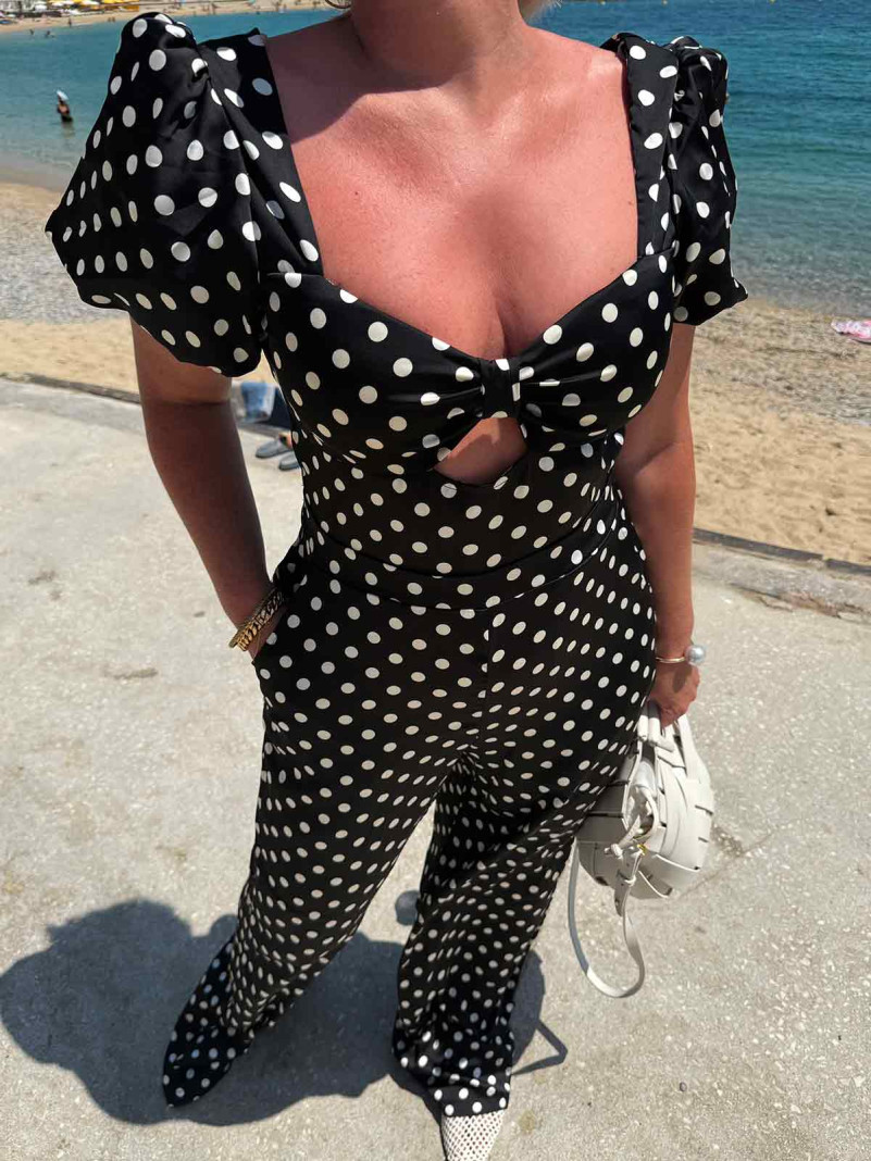 Combi noir pois blanc