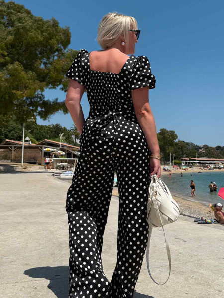 Combi noir pois blanc