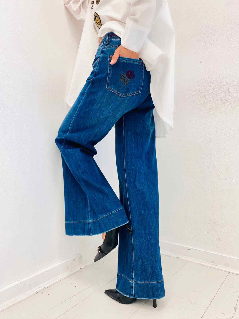 Jean WIDE LEG brut floral
