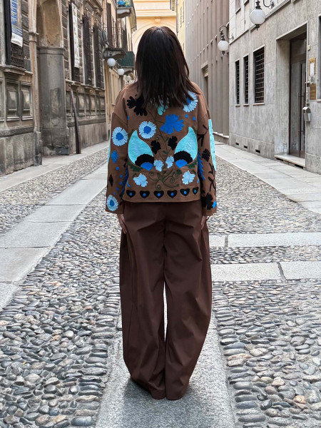 Veste marron broderie