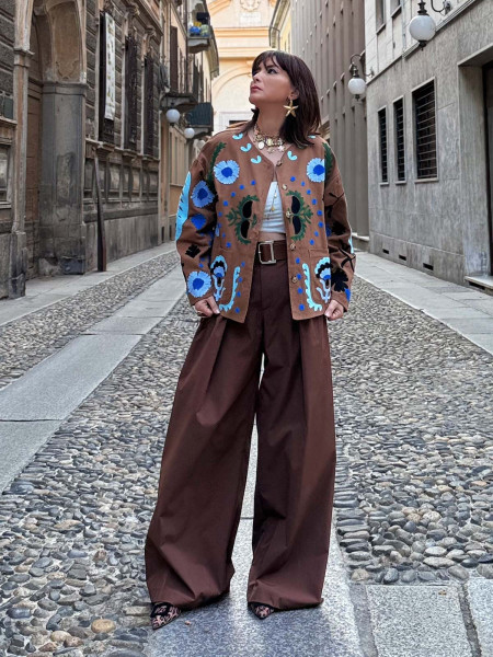 Veste marron broderie