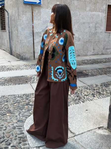 Veste marron broderie