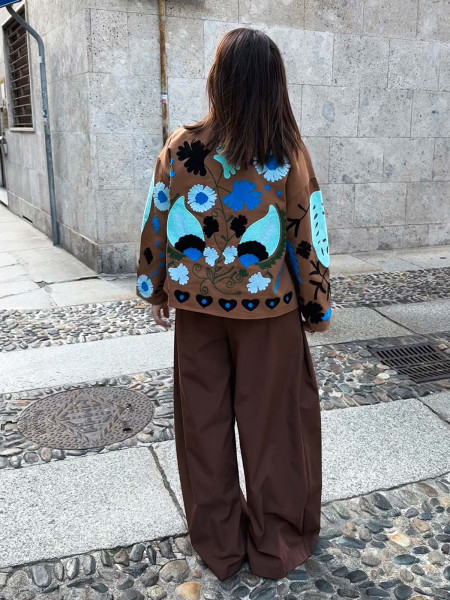 Veste marron broderie