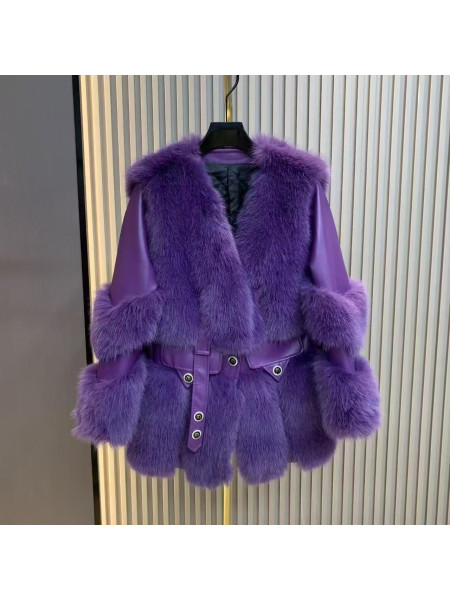 Manteau faux violet/rose