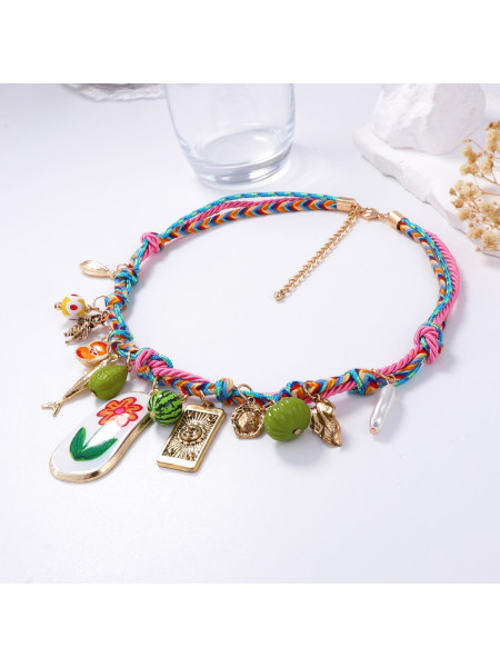 Collier tressé vert