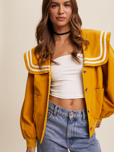 Veste col marin moutarde