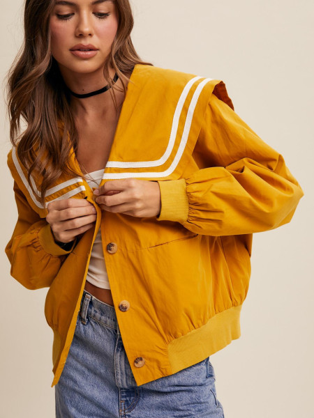 Veste col marin moutarde