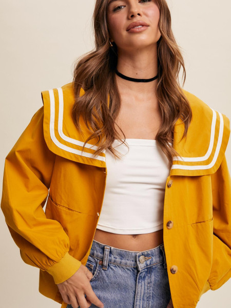 Veste col marin moutarde