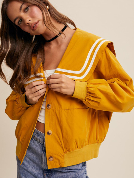 Veste col marin moutarde