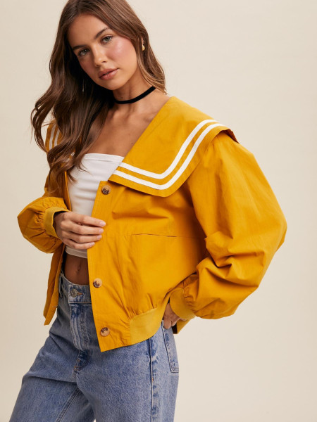 Veste col marin moutarde