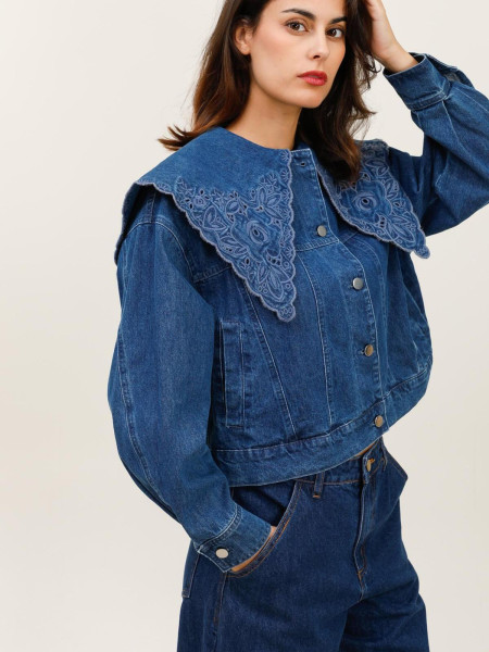 Veste en jean col XL