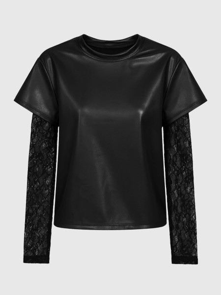 Tee-shirt simili manches dentelle