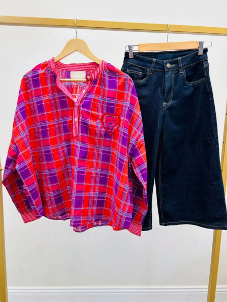 Chemise orange/violet