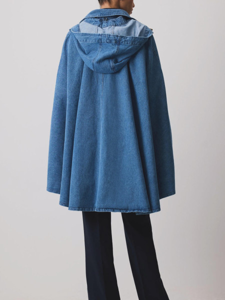 Cape longue denim à capuche