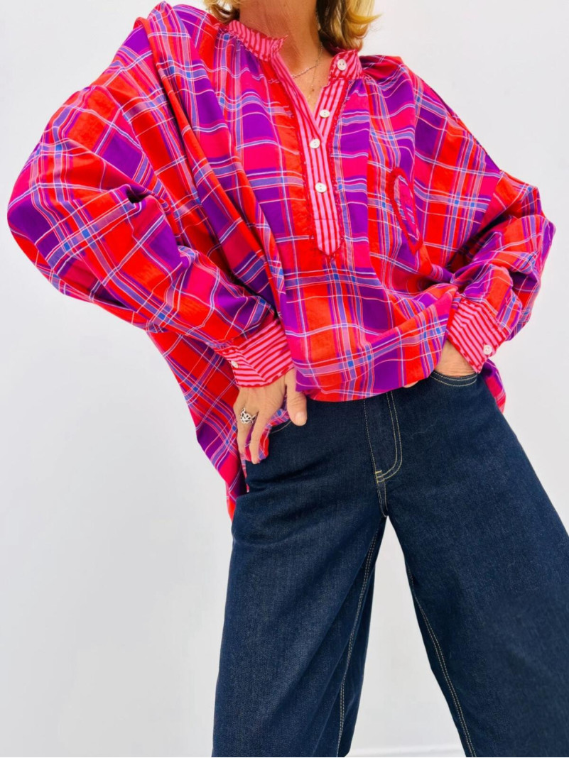 Chemise orange/violet