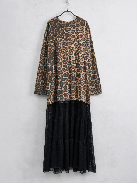 Robe longue léopard dentelle