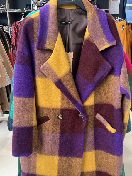 Manteau carreaux en Laine