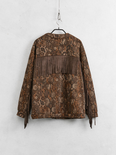 Cardigan reptile à frange