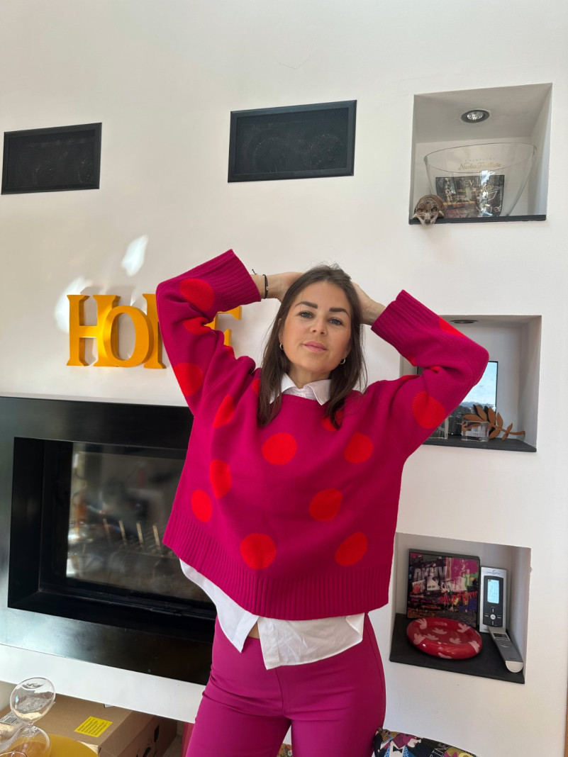Pull à pois Yeti MAGENTA-RED