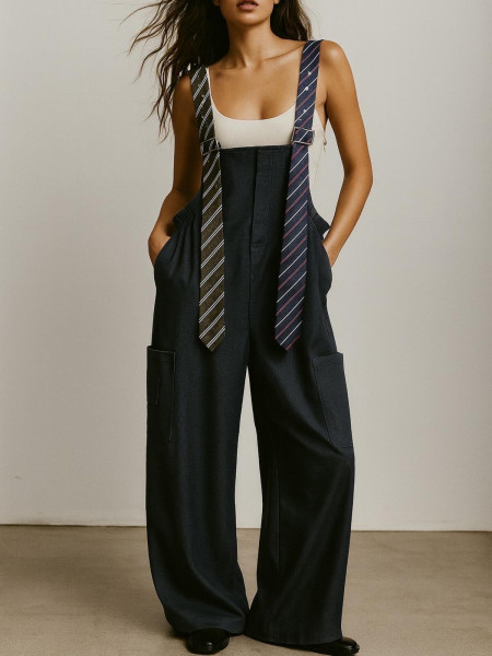 Salopette cravate bleu ou chocolat
