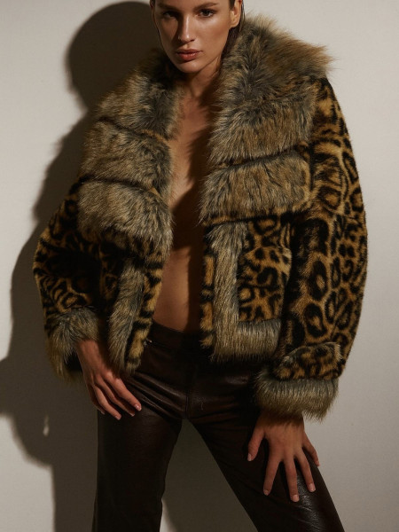 Veste leopard fourrure