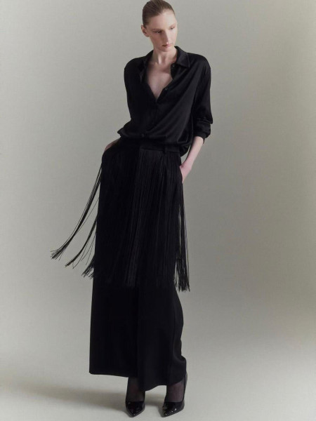 Pantalon noir franges