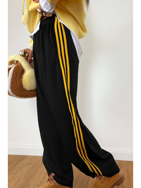 Sweatpants noir bande jaune