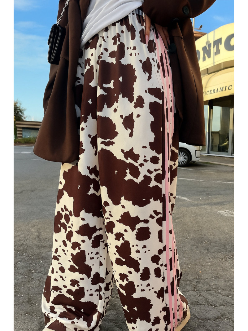 Sweatpants vache bande rose...