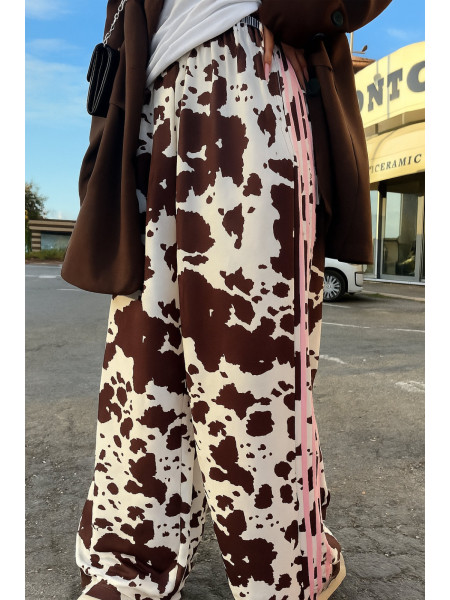 Sweatpants vache bande rose ou jaune