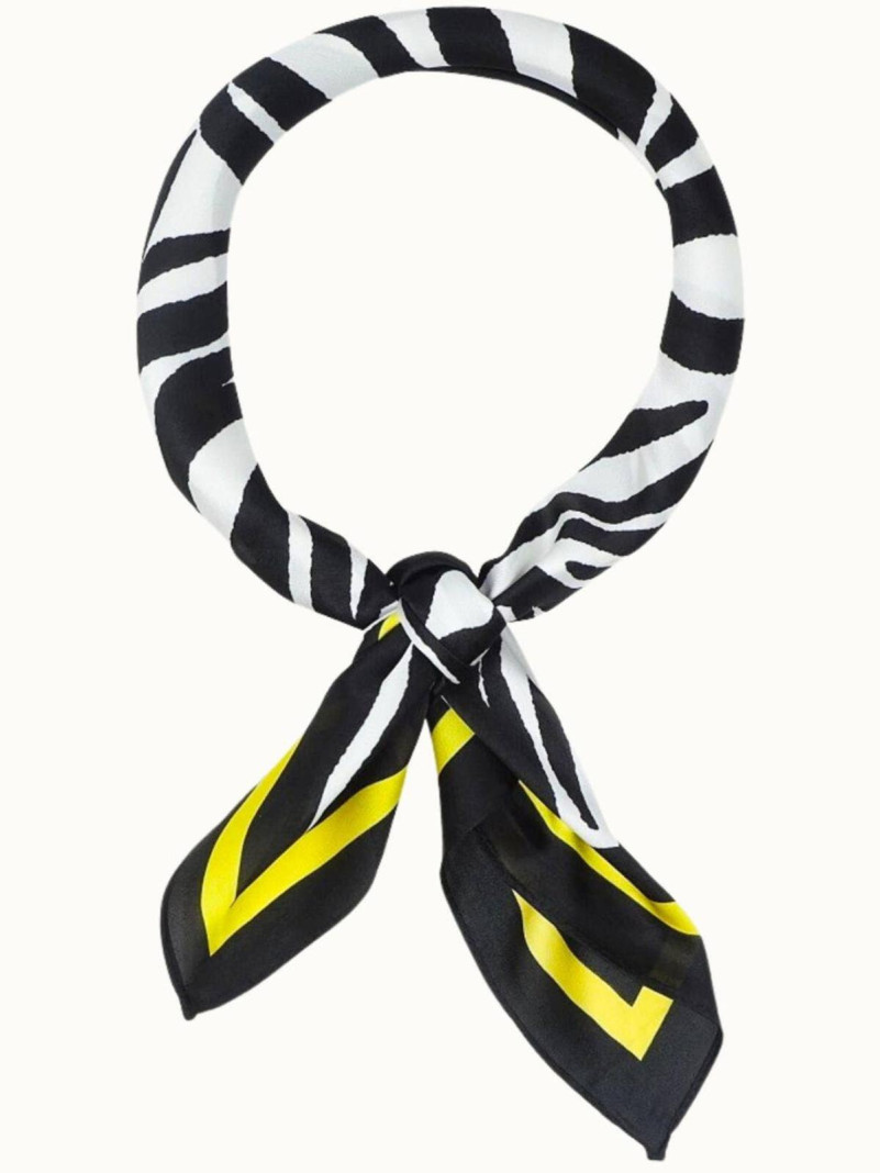 Foulard en satin zebre jaune