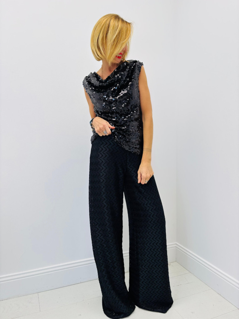 Top sequin noir