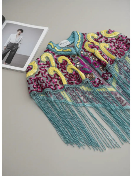 Cape Multi Art vivant Bleu clair Jaune et rose